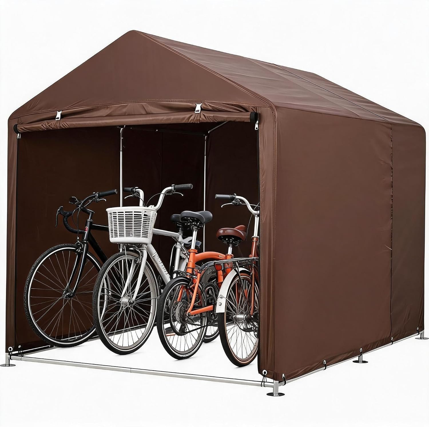 GarveeMore Gerätezelt Fahrradgarage, Wasserdichtes 420D Oxford-Zelt, Zinkrahmen, Maximaler Wetterschutz, Überlegene Stabilität, Effizientes Spitzdach