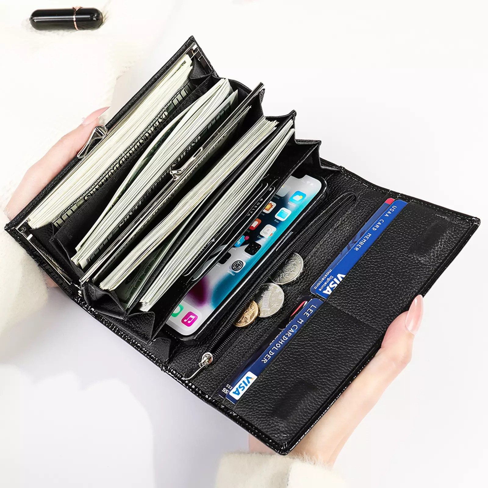 YUBRO-STUDIO Geldbörse Echtleder Damen Portemonnaie Karten- günstig online kaufen