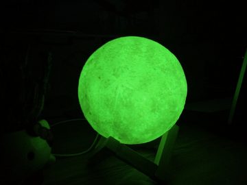 PRECORN LED Nachtlicht 3D LED-Mondlampe D= 15 cm Deko-Mond-Leuchte mit LED und Touch-Funktion