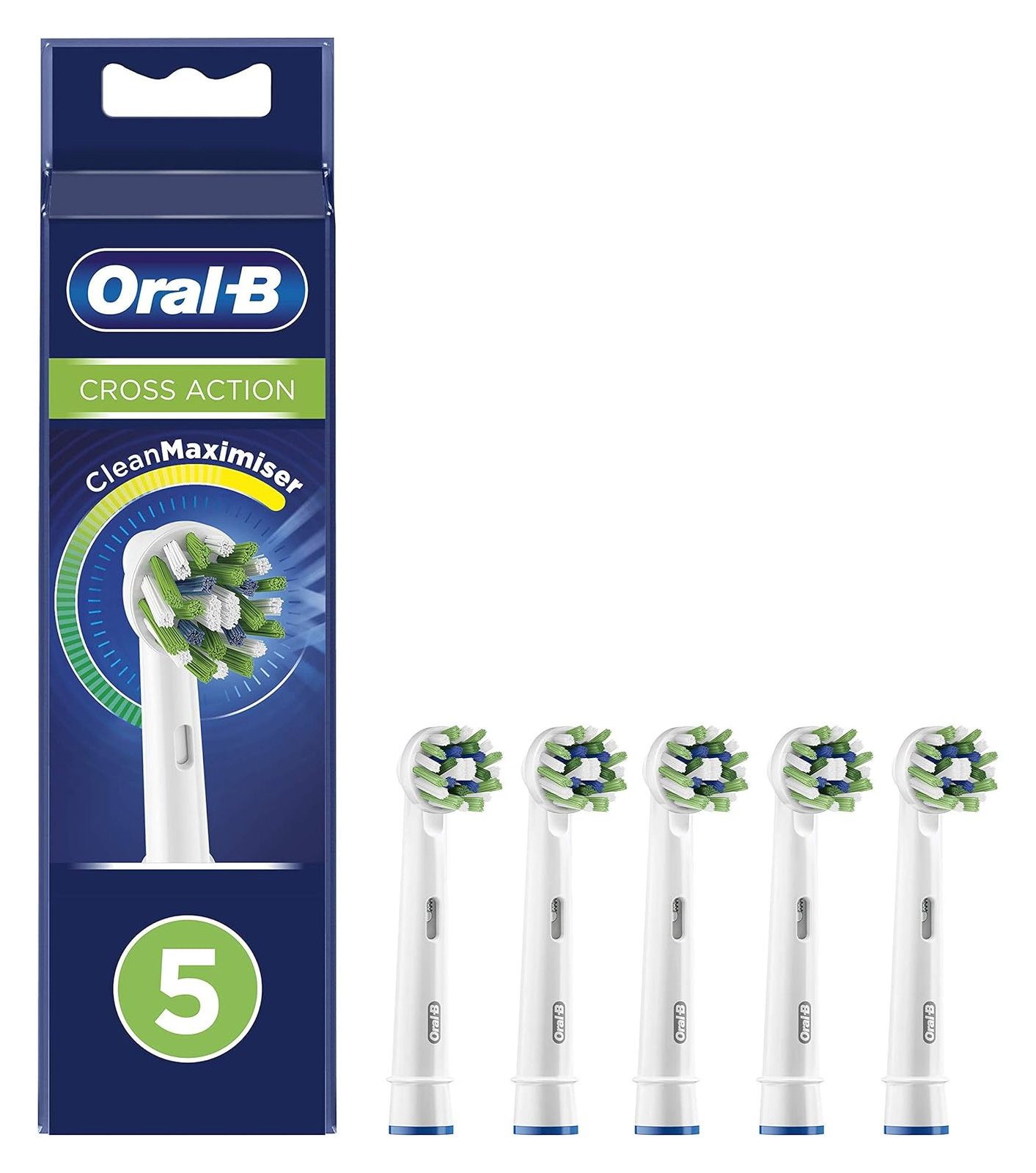 Oral-B Aufsteckbürste Cross Action, 5 Stück, Zahnbürsten- Aufsätze mit Farbwechsel zur Erinnerung an den Wechsel