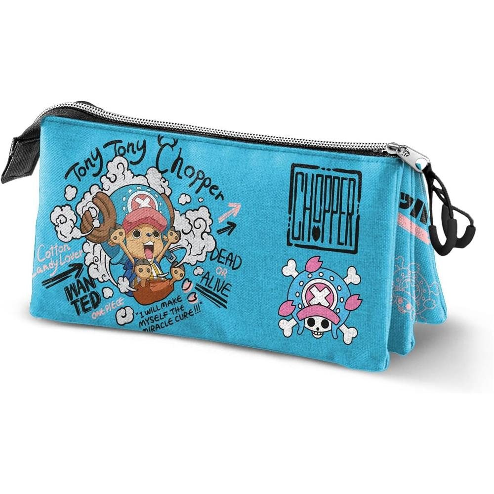 Karactermania Federmäppchen One Piece Chopper Dreifach-Federmäppchen wasserabweisend, Hauptreißverschluss, separates Innenfach, 3 Fächer