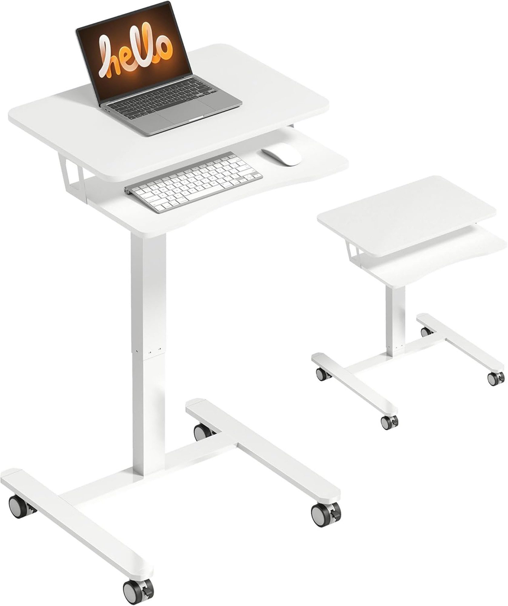 Luckice Arbeitstisch Mobiler höhenverstellbarer Laptoptisch mit Rollen, Weiß (Set, 1-St., Montagematerial und Anleitung enthalten1 höhenverstellbarer), Ergonomische Gestaltung gegen Körperermüdung, Leicht mobil durch Rollen