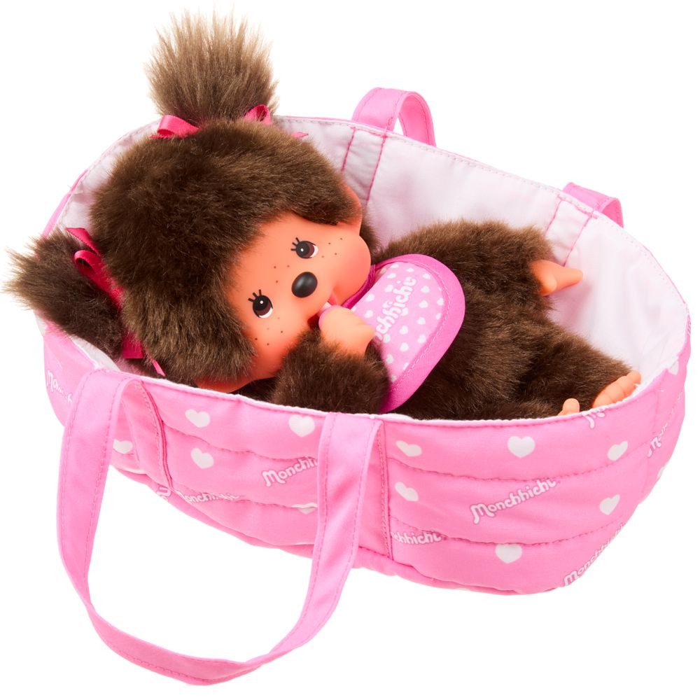 Monchhichi Plüschfigur Mädchen & Tragetasche 20 cm Monchhichi Puppe in Geschenkverpackung