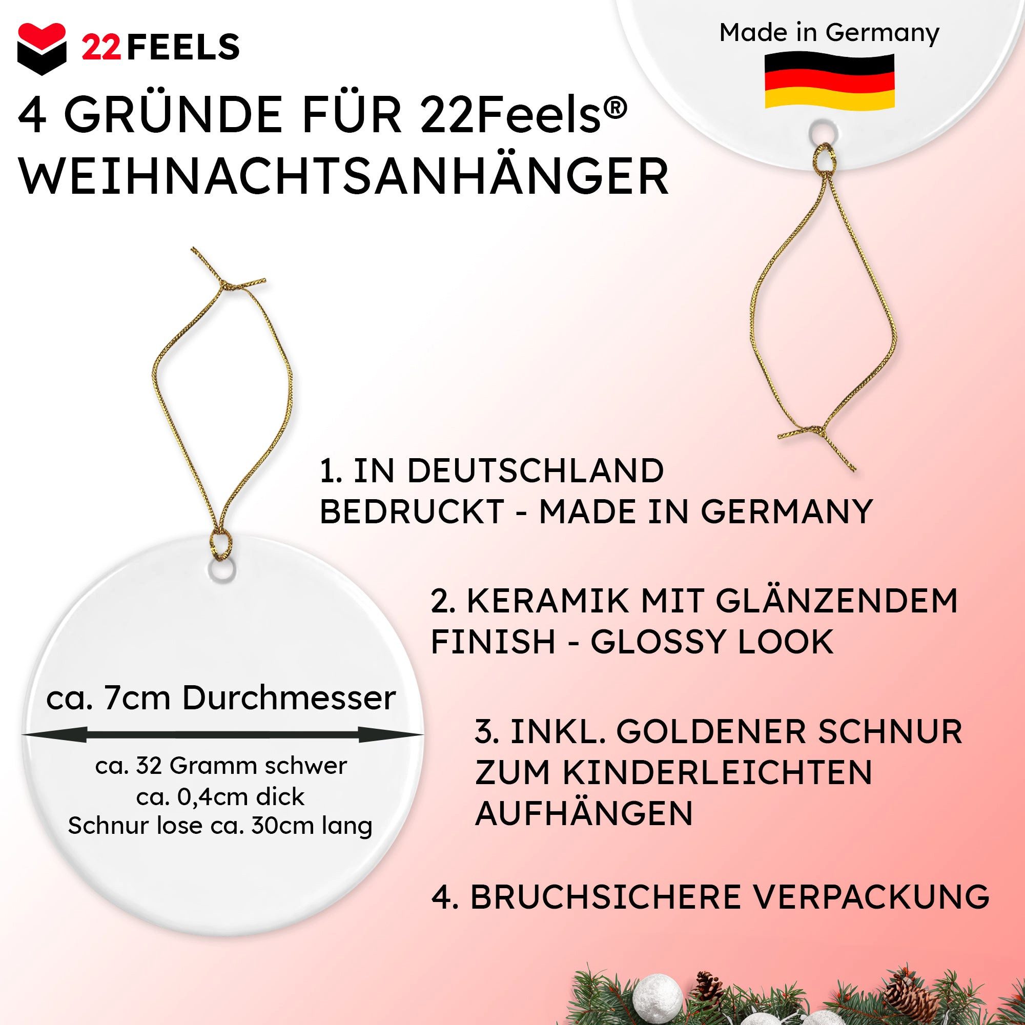 22Feels Weihnachtsbaumkugel Weihnachtsdeko Mann Verlobungsgeschenk Verlobter Groom To Be Anhänger, MADE IN GERMANY, KERAMIK