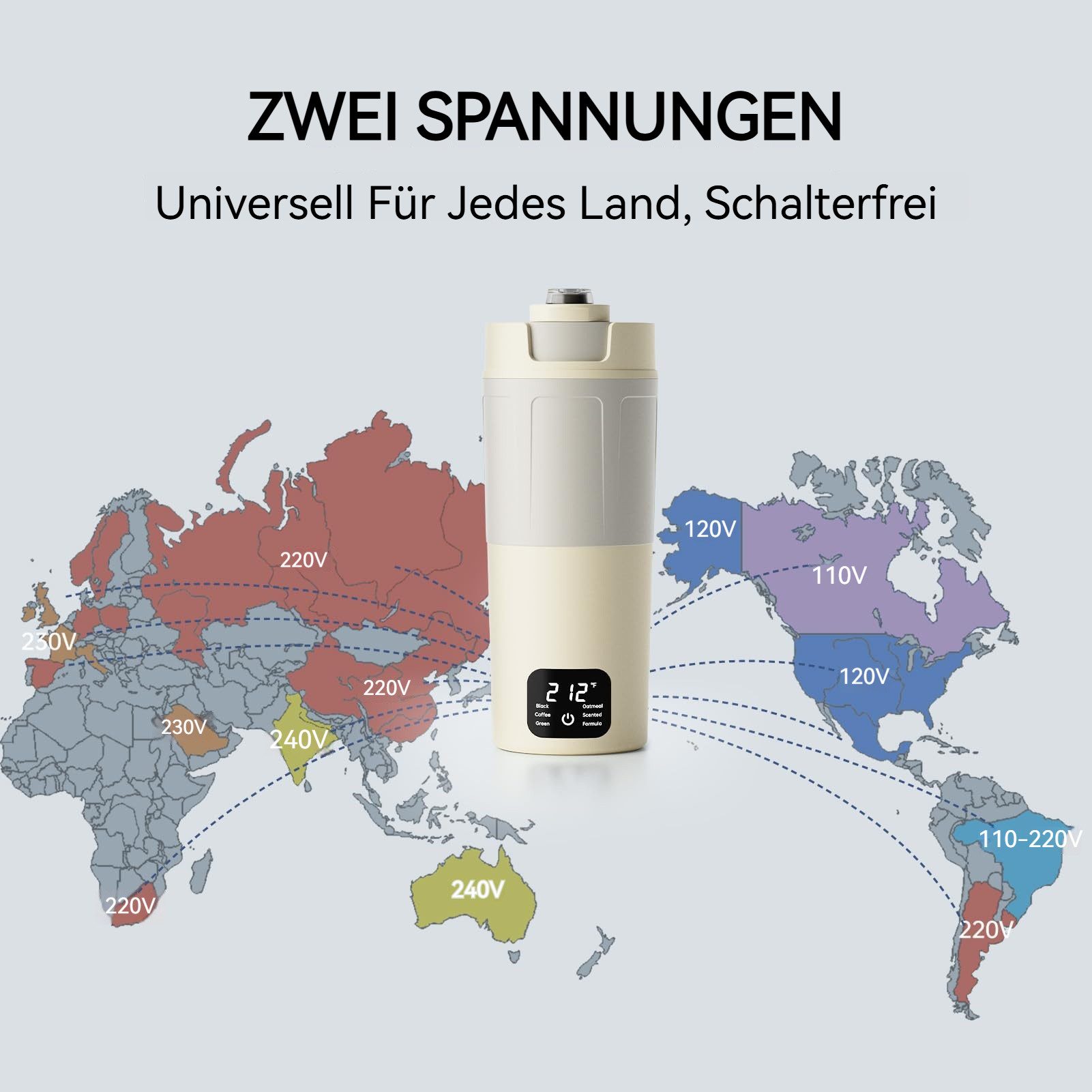 Tekoo Wasserkocher Tragbarer Reise-Wasserkocher 316 Edelstahl 550ml, 360 W, Tragbar für Reisen, Warmhaltefunktion über Powerbank