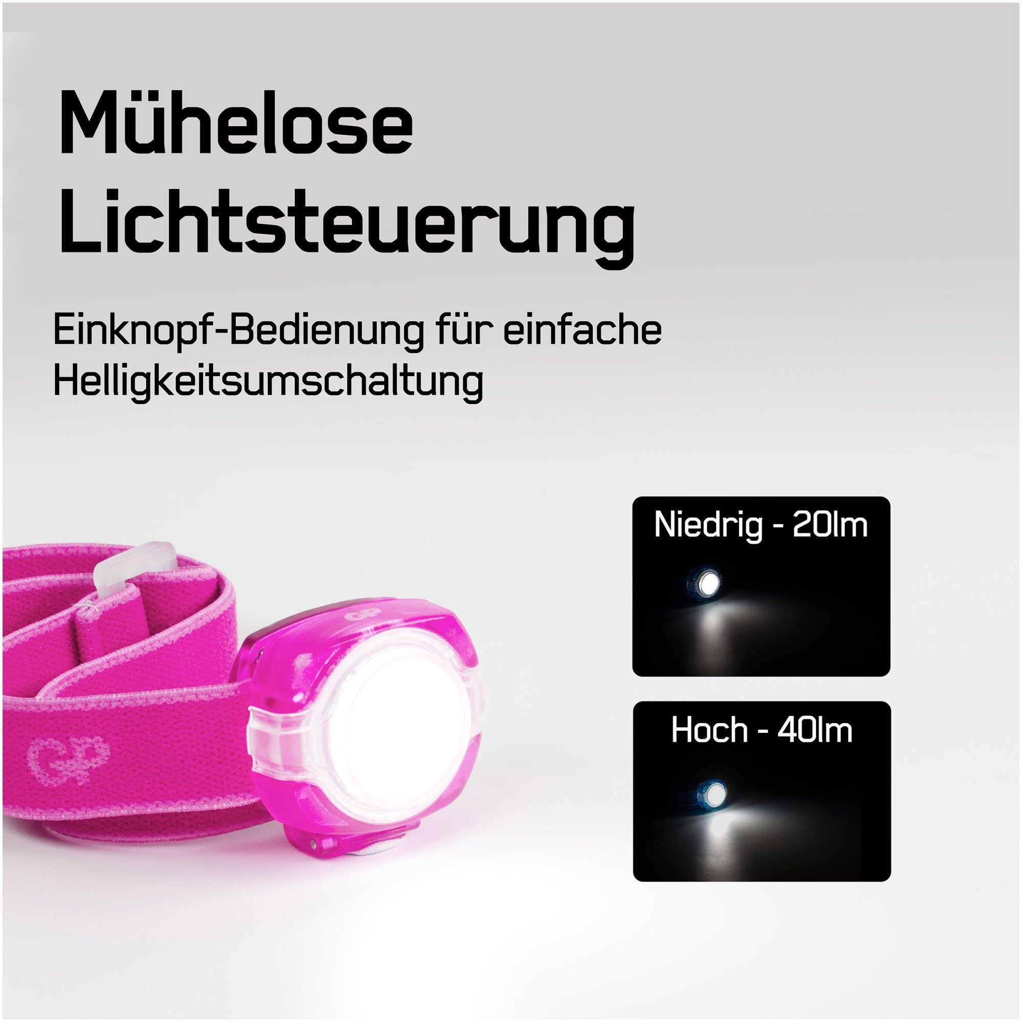 Knopfzellen 40lumen Lithium Lila LED CR2025 2x Stirnlampe Stirnlampe Batteries GP inkl. GP CH31