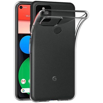 CoolGadget Handyhülle Transparent als 2in1 Schutz Cover Set für das Google Pixel 4a 5G 6,2 Zoll, 2x Glas Display Schutz Folie + 1x TPU Case Hülle für Pixel 4a 5G