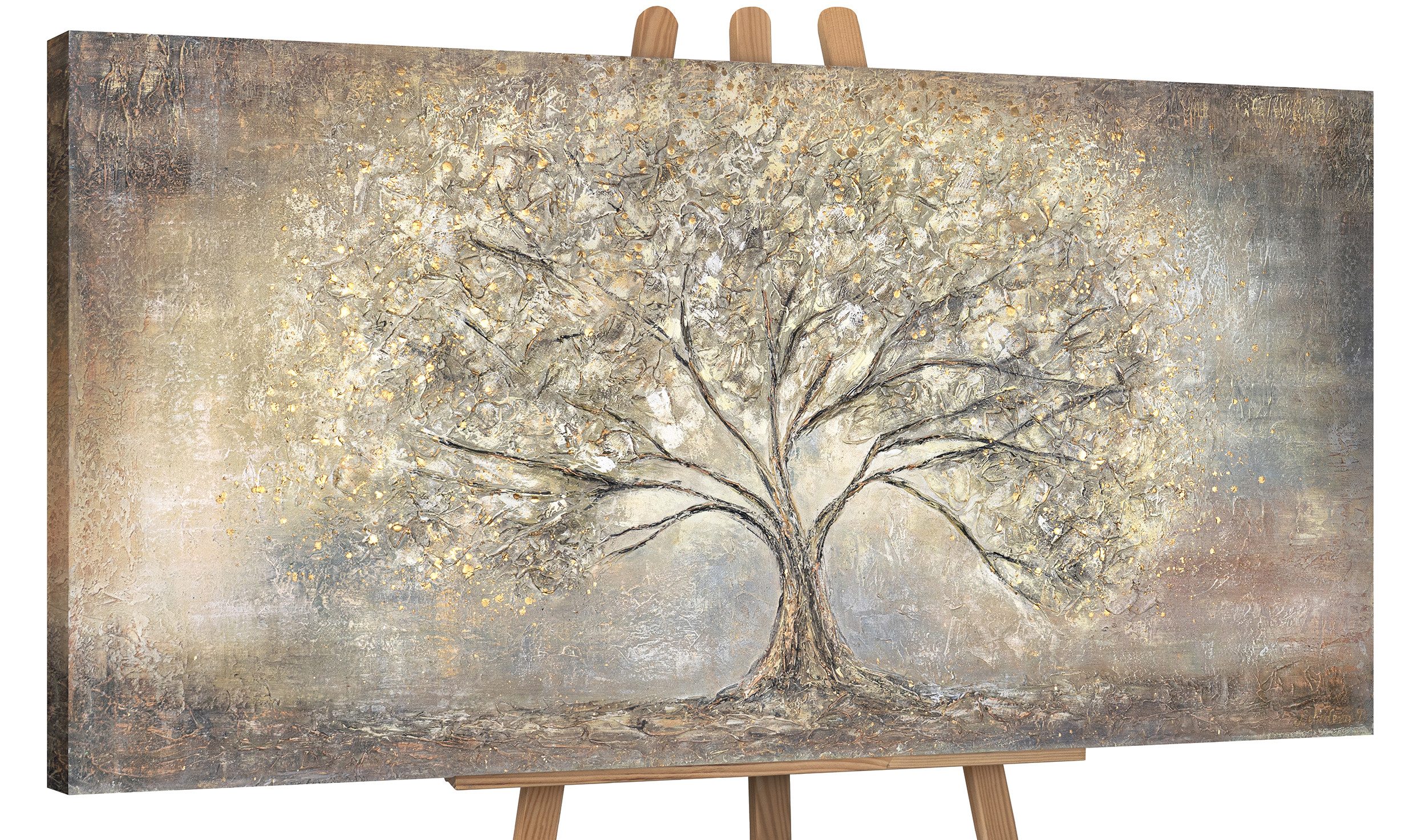 YS-Art Gemälde Goldbaum, Abstrakte Bilder, Leinwand günstig online kaufen