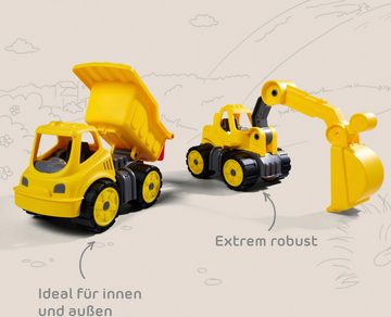 BIG Spielzeug-Baumaschine Power-Worker Mini, (Set, bestehend aus Kipper und Bagger), Sandspielzeug, Made in Germany