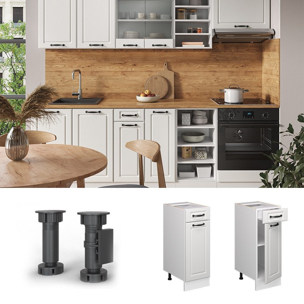 Vicco Unterschrank R-Line, Weiß Landhaus/Weiß, 30 cm ohne Arbeitsplatte (1-St)