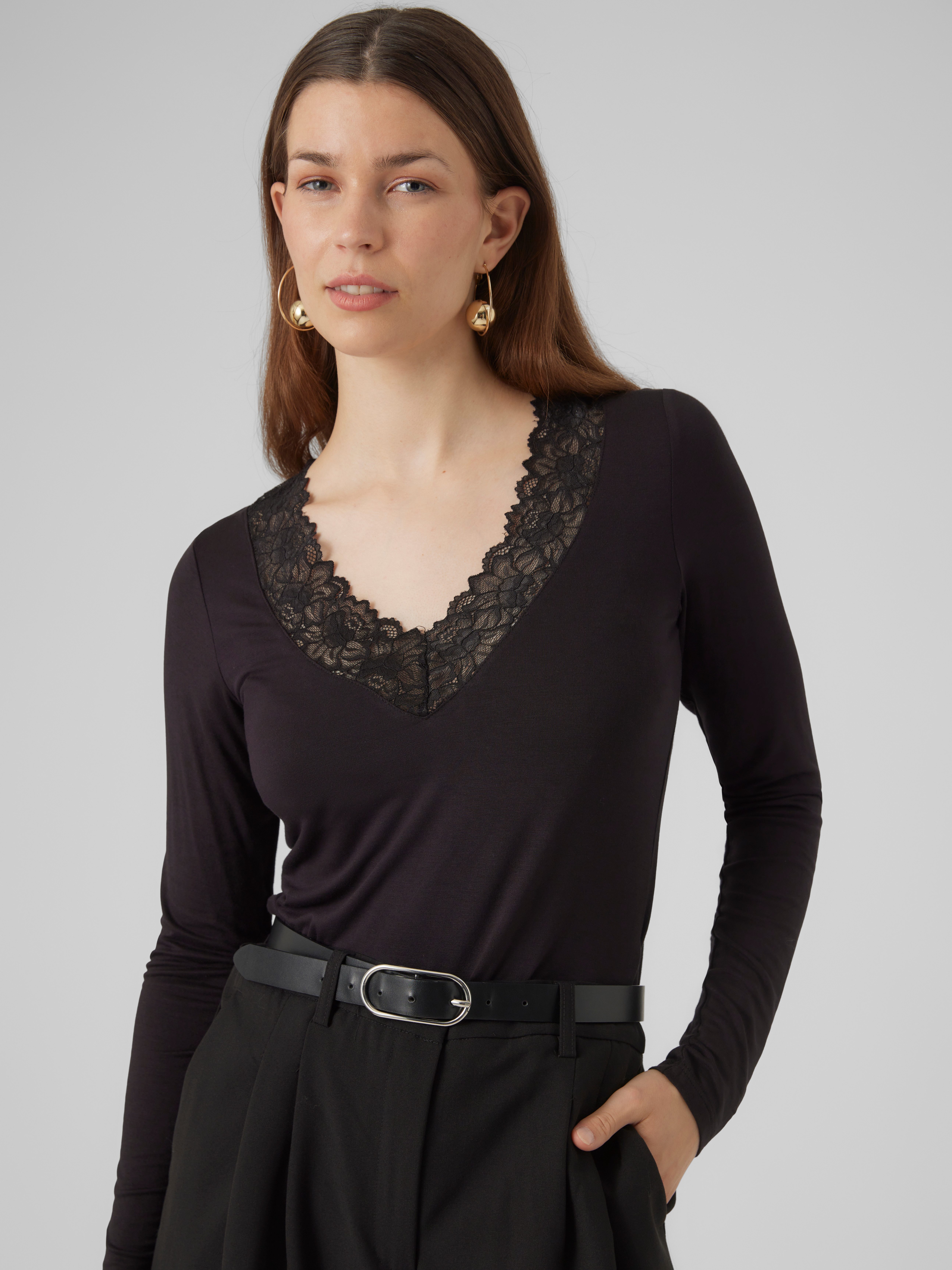 Vero Moda V-Shirt VMROSA LS V-NECK günstig online kaufen