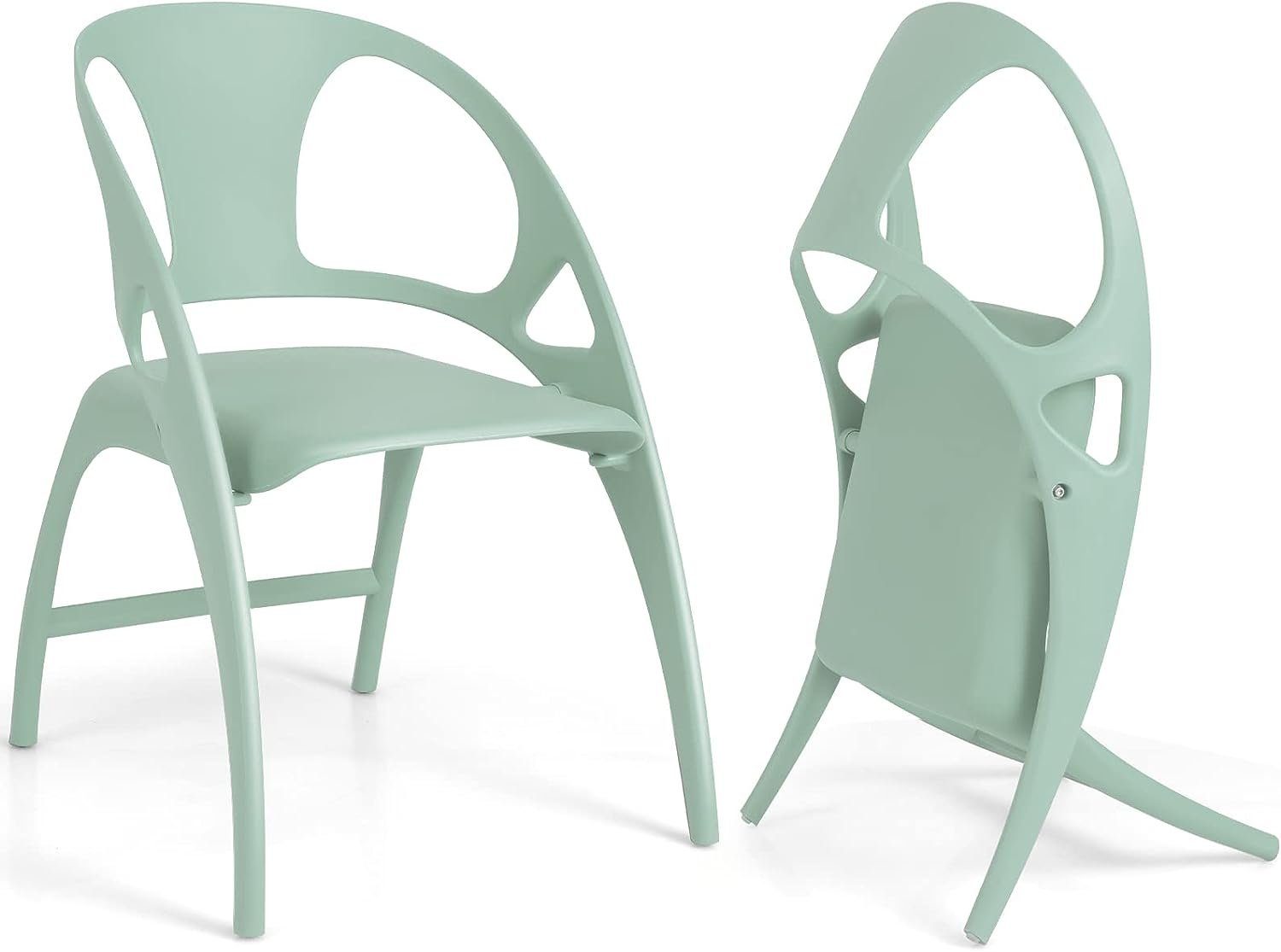 mit Rückenlehne, grün Kunststoffstuhl Gartenstuhl KOMFOTTEU (2er-Set), 150kg Belastbar