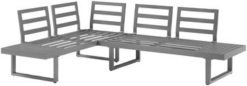 KONIFERA Gartenlounge-Set Hamburg, (Set, 14-tlg., Tisch:100x60x60/40cm,abnehmbare Rückenlehnen,individuell aufstellbar), höhenverstellbarer Tisch, inkl. Schutzhülle, Aluminiumgestell
