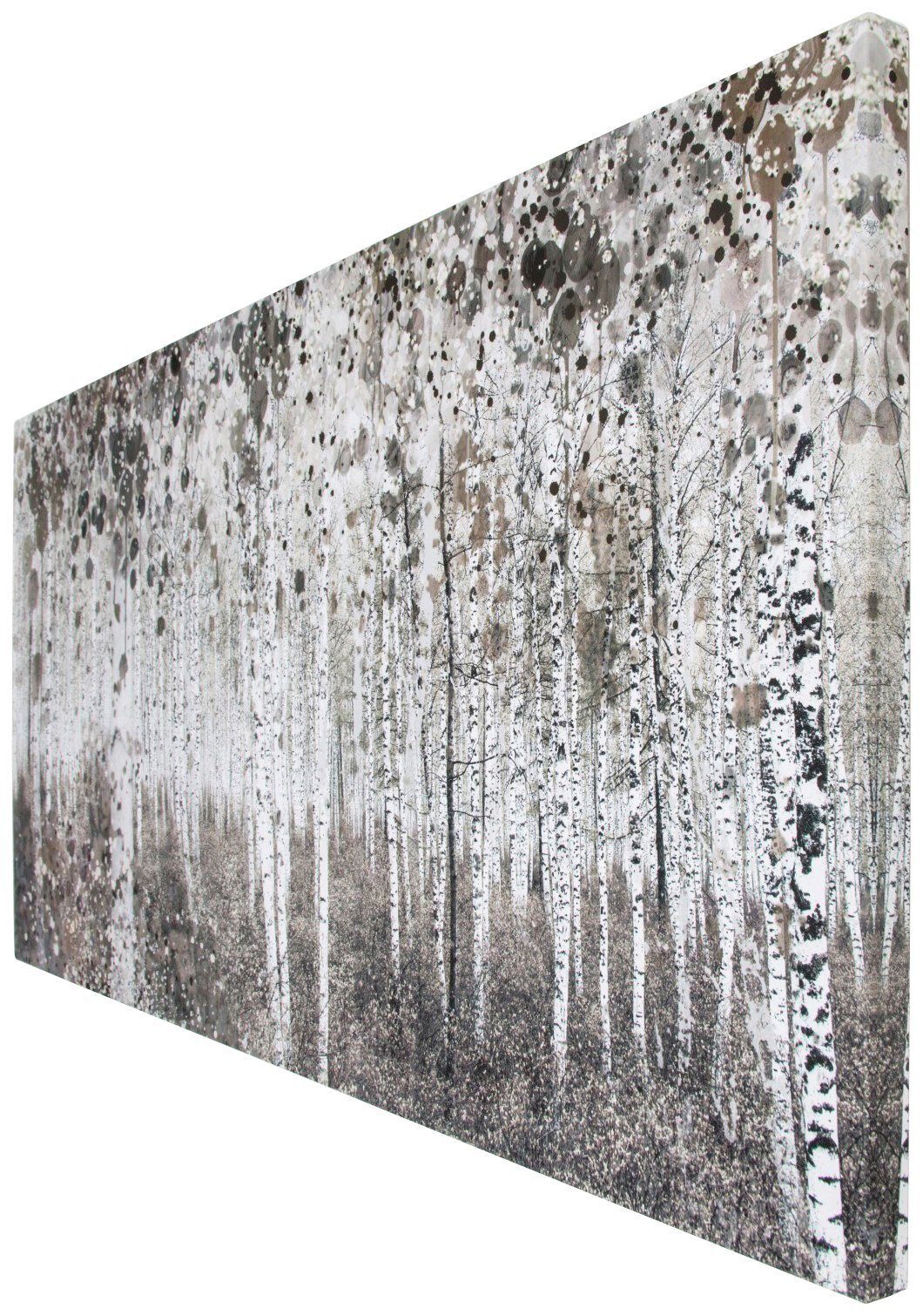 Art for the home Leinwandbild Birkenwald, Wald, Aquarell Wald 60 x 120 cm