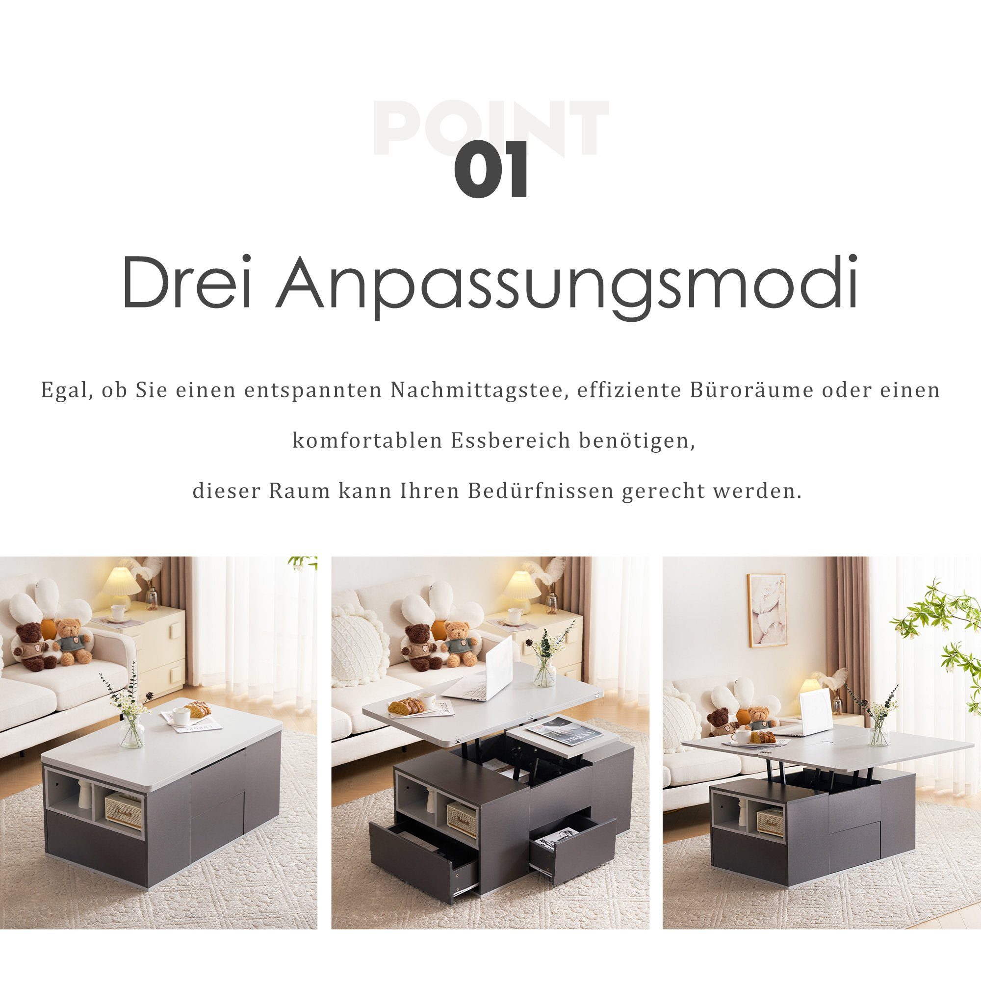 HAUSS SPOLE Couchtisch Hebbarer Multifunktionaler Couchtisch günstig online kaufen