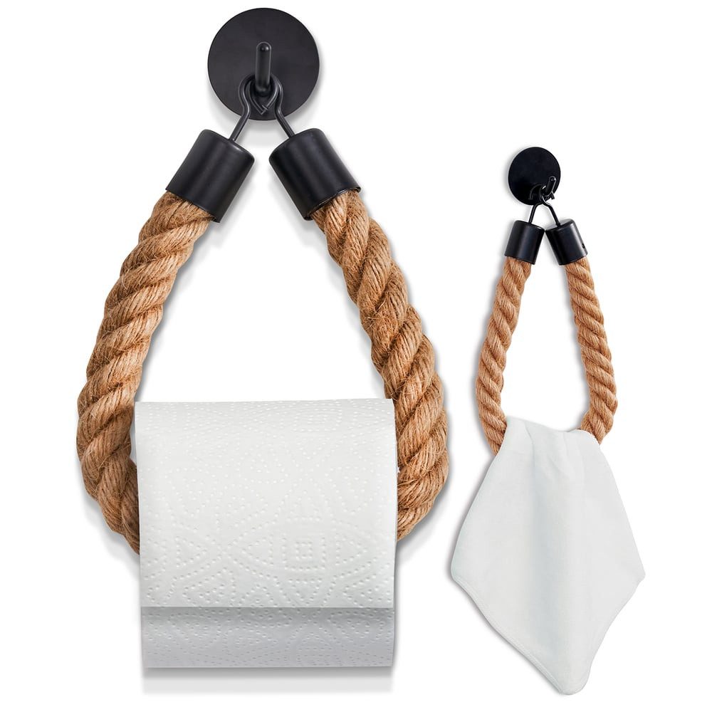 HENNEZ Toilettenpapierhalter ohne Bohren - Naturjute-Seil günstig online kaufen