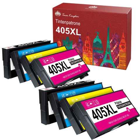 Toner Kingdom 8er für EPSON 405 XL 405XL Multipack Tintenpatrone (WorkForce Pro WF-3820DWF WF-3825DWF, 0-tlg., WF-4820DWF WF-4825DWF WF-4830DTWF)