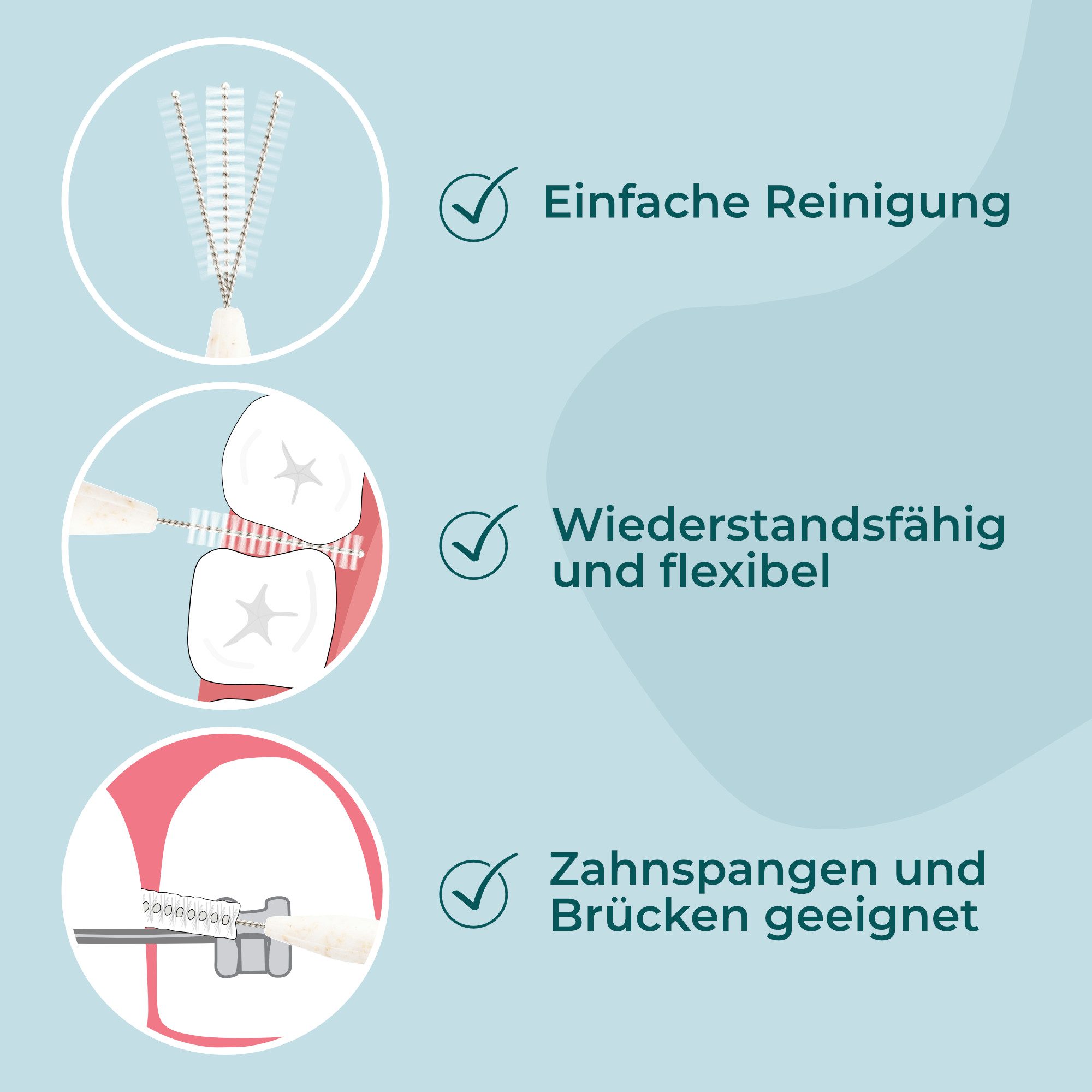 Vigorous Cosmetics Interdentalbürsten Interdental Brush mit Griff aus nachwachsenden Rohstoffen, 40 Stück, Vegan, Praktisch, Nachhaltig, wiederverwendbar