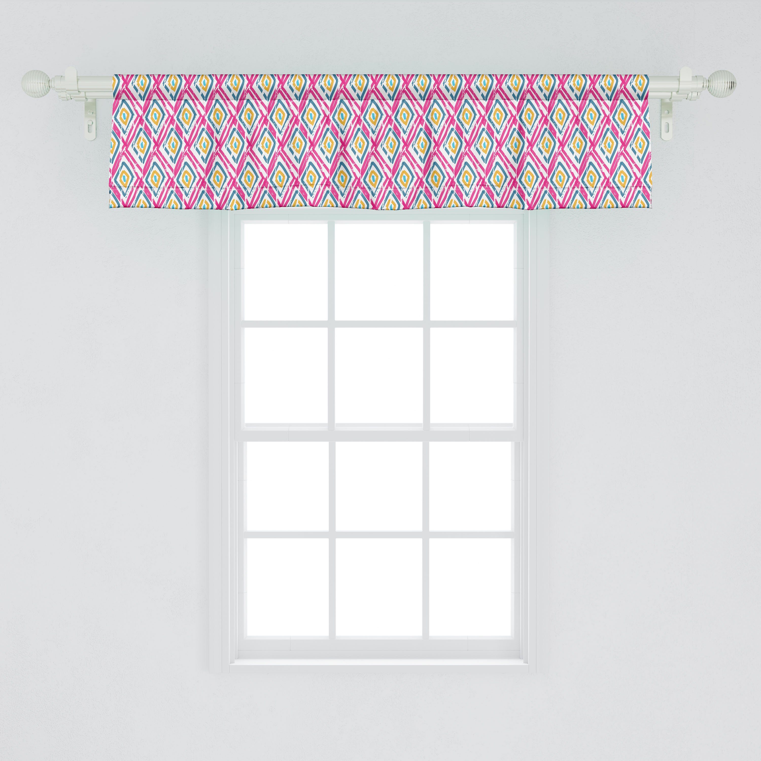 Scheibengardine Vorhang Stil Volant mit für Raue Küche Abakuhaus, Schlafzimmer Pinsel Bunt Microfaser, Stangentasche, Dekor