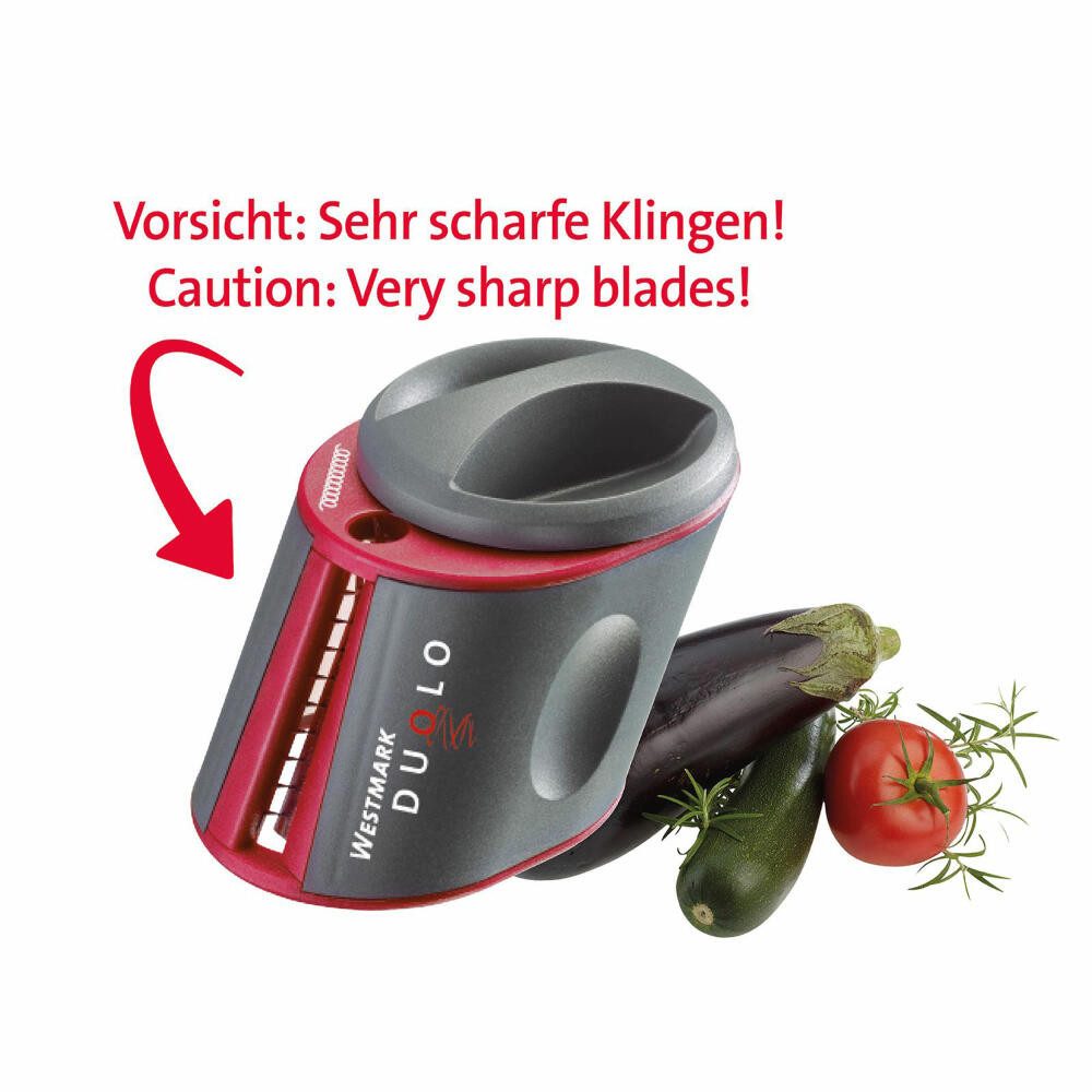 WESTMARK Spiralschneider mit 2 Schneidkegeln und Restehalter, Duolo, Anthrazit/Rot