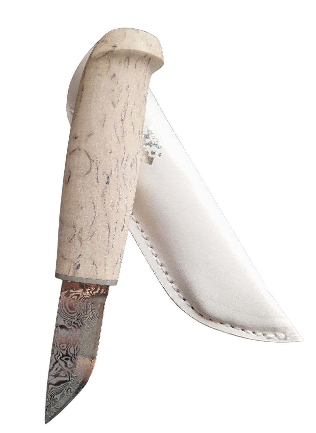 Marttiini Universalmesser Marttiini ICE CRYSTAL DAMAST feststehendes Messer, Maserbirkenholz, (2 St), Holz Geschenkbox; Damast-Stahl (120 Lagen)