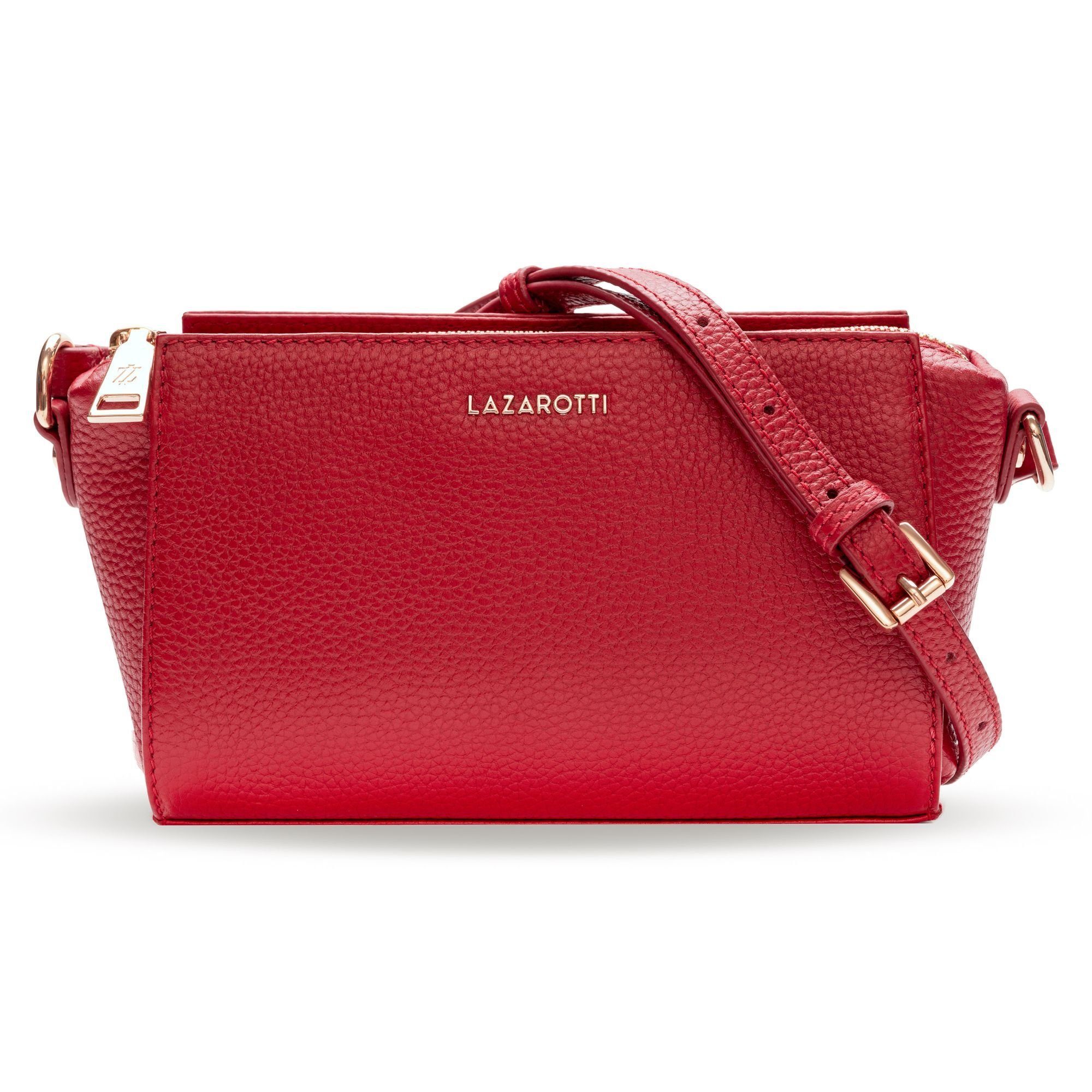 Bologna red Leder Umhängetasche Leather, Lazarotti