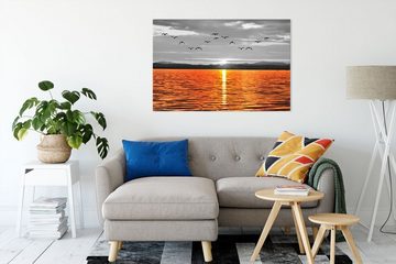 Pixxprint Leinwandbild ruhiger See bei Sonnenuntergang, ruhiger See bei Sonnenuntergang (1 St), Leinwandbild fertig bespannt, inkl. Zackenaufhänger