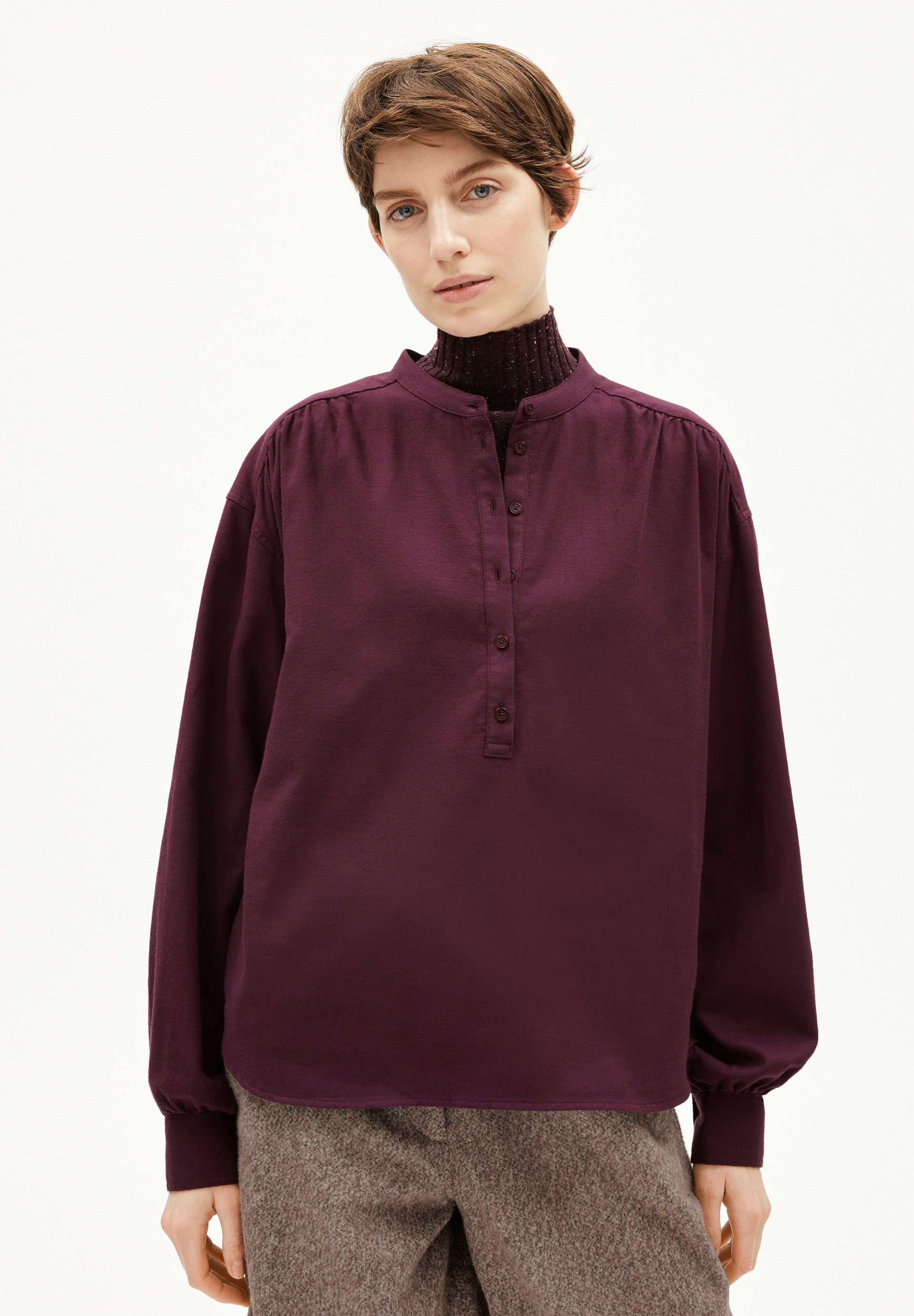 Langarmbluse EFINARAA BRUSHED Longsleeve aus Bio-Baumwolle