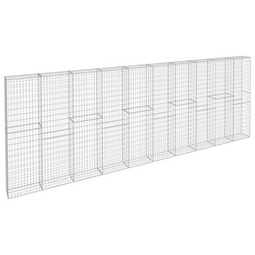 vidaXL Gartenzaun Gabionenwand mit Abdeckung Verzinkter Stahl 600×30×200 cm, (1-St)