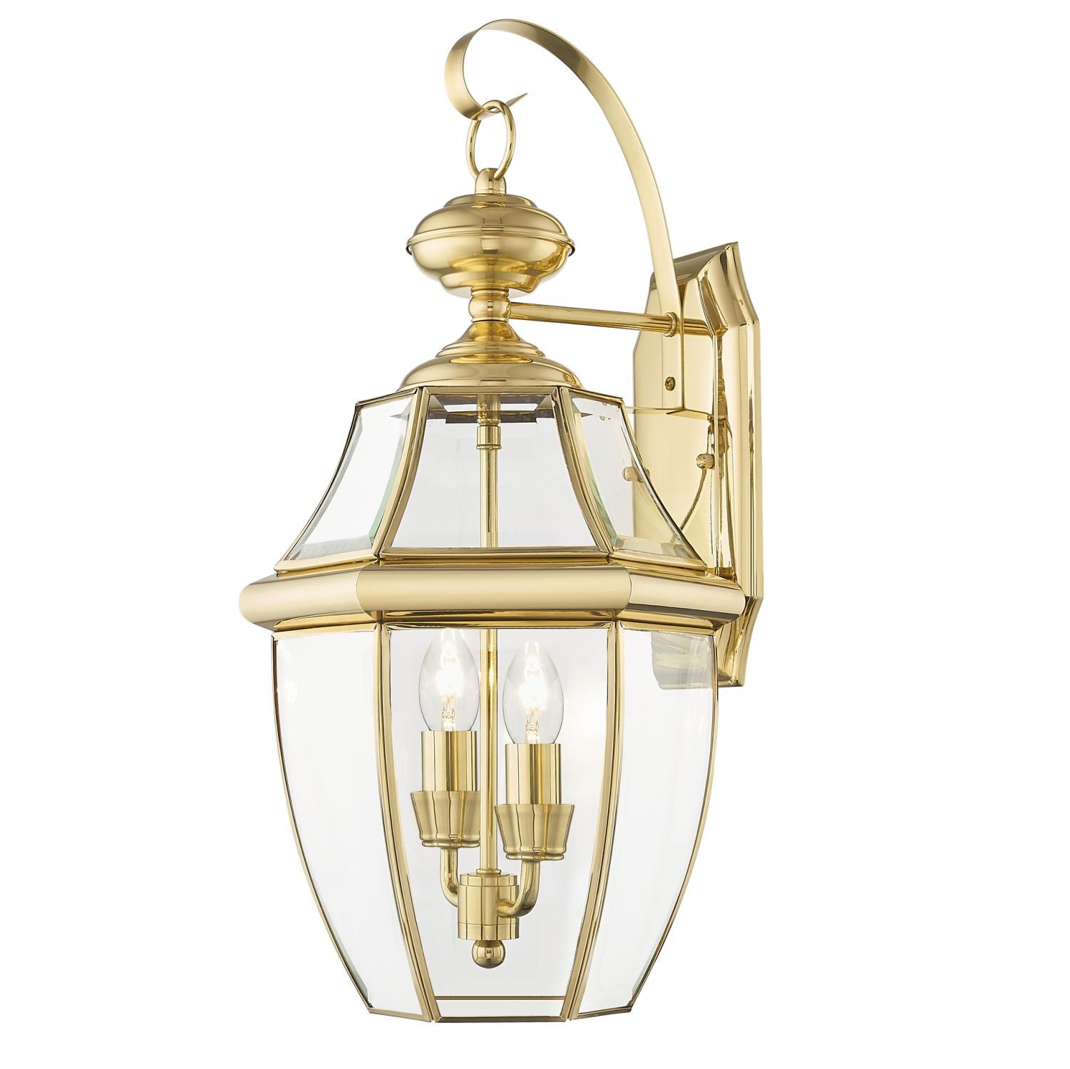 Licht-Erlebnisse Außen-Wandleuchte FIONNA, ohne Leuchtmittel, Aluminium Glas E14 IP23 52 cm hoch in Gold 2-flammig Vintage Design