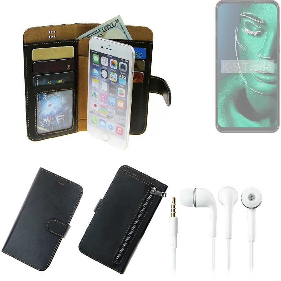 K-S-Trade Handyhülle für ZTE Blade 10, TOP SET Handy Hülle Schutz Hülle schwarz aus Kunstleder +