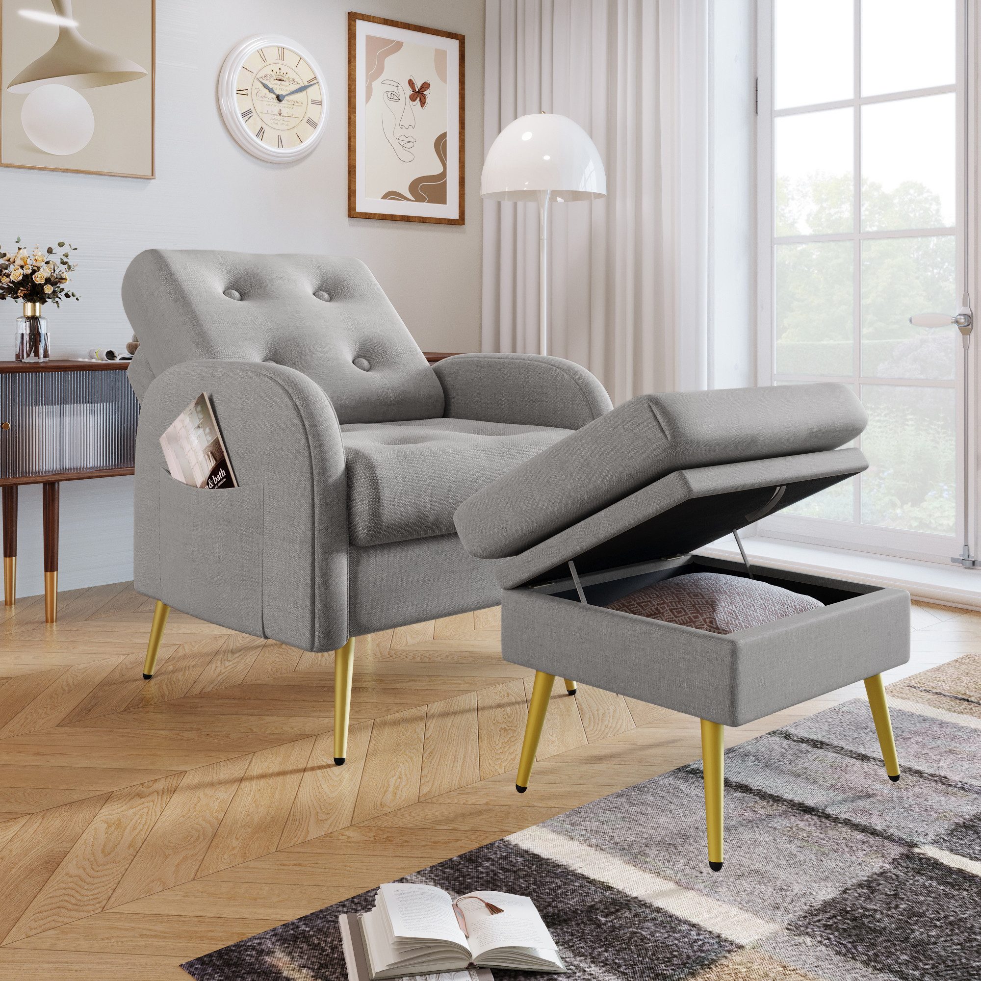 Merax Sessel Einzelsessel Loungesessel mit Fußstütz günstig online kaufen