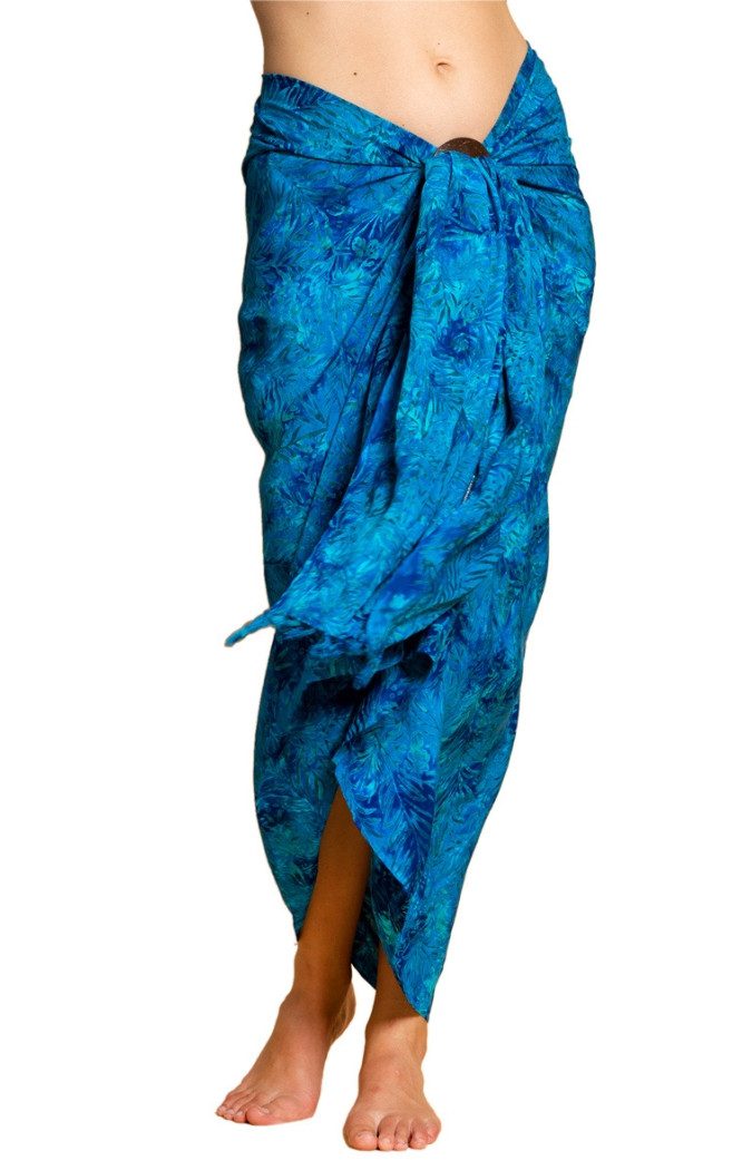 PANASIAM Sarong Pareo Tuch blickdicht Blautöne aus Viskose - Strandtuch & Wickelkleid, Viskose, Wickelrock - Bikini Cover-up - großes Schultertuch für Damen & Herren