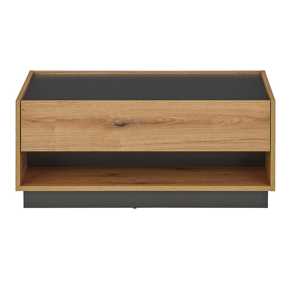 Lomadox Couchtisch CRISP-61, 90 cm, Eiche Nb. mit anthrazit, 1 Schubkasten, 1 Ablagefach