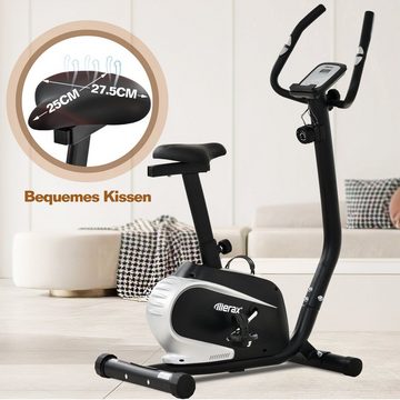 Merax Heimtrainer Fahrradtrainer mit 8 Widerstandstufen und verstellbarer Sitz, Fitnessbike mit Pulssensor und LCD Display
