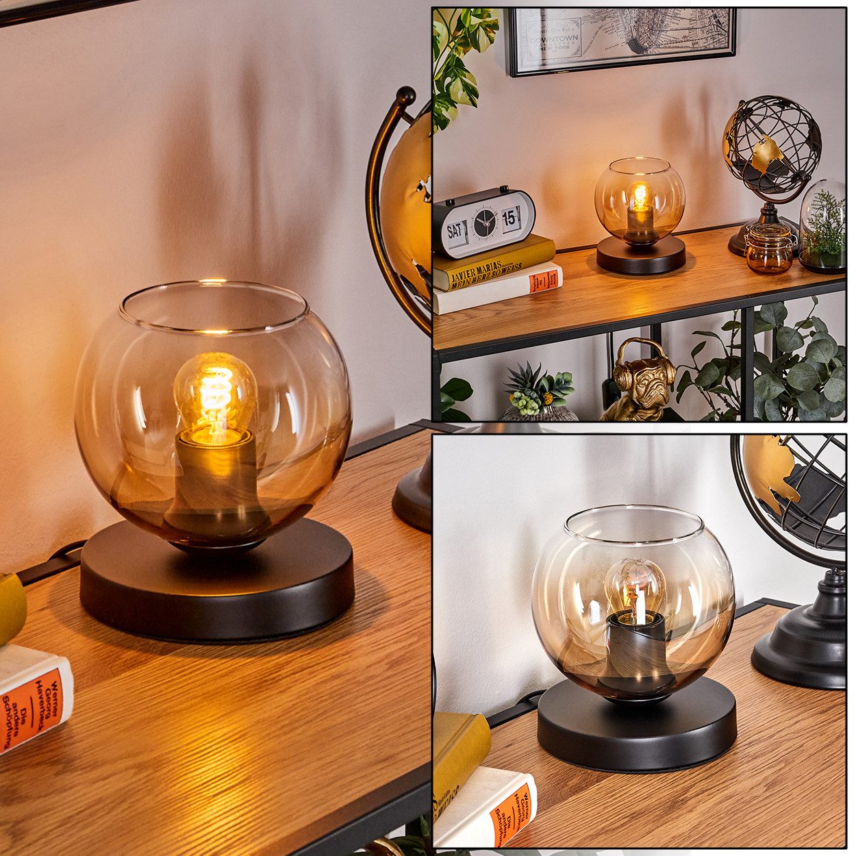 hofstein Tischleuchte Tischlampe aus Metall/Glas in günstig online kaufen