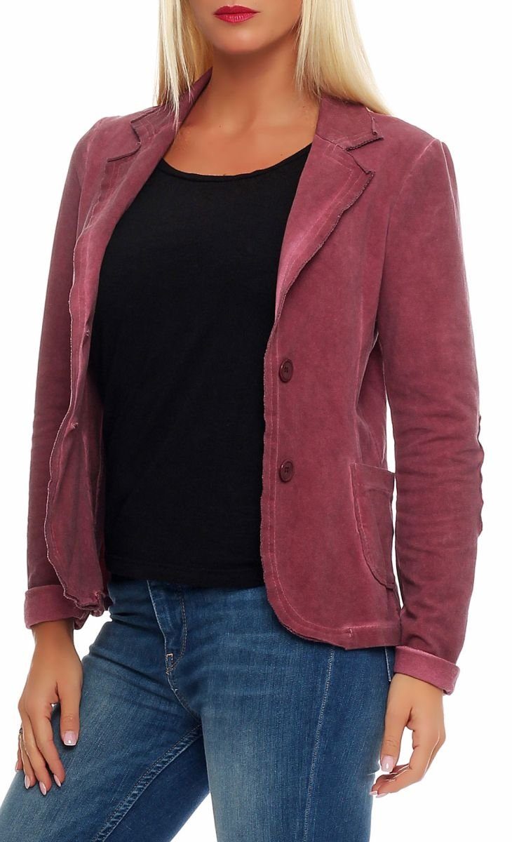 malito more than fashion Jackenblazer malito Damen Blazer im Washed Style, Sakko im Basic Look, Kurzjacke Blazer in Used-Look Optik