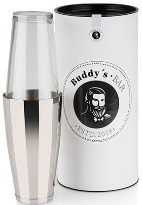 Buddy's Cocktail Shaker Buddy's Bar Bosten, Edelstahl, Glas, 700 ml Becher + 400 ml Glas, Edelstahl poliert