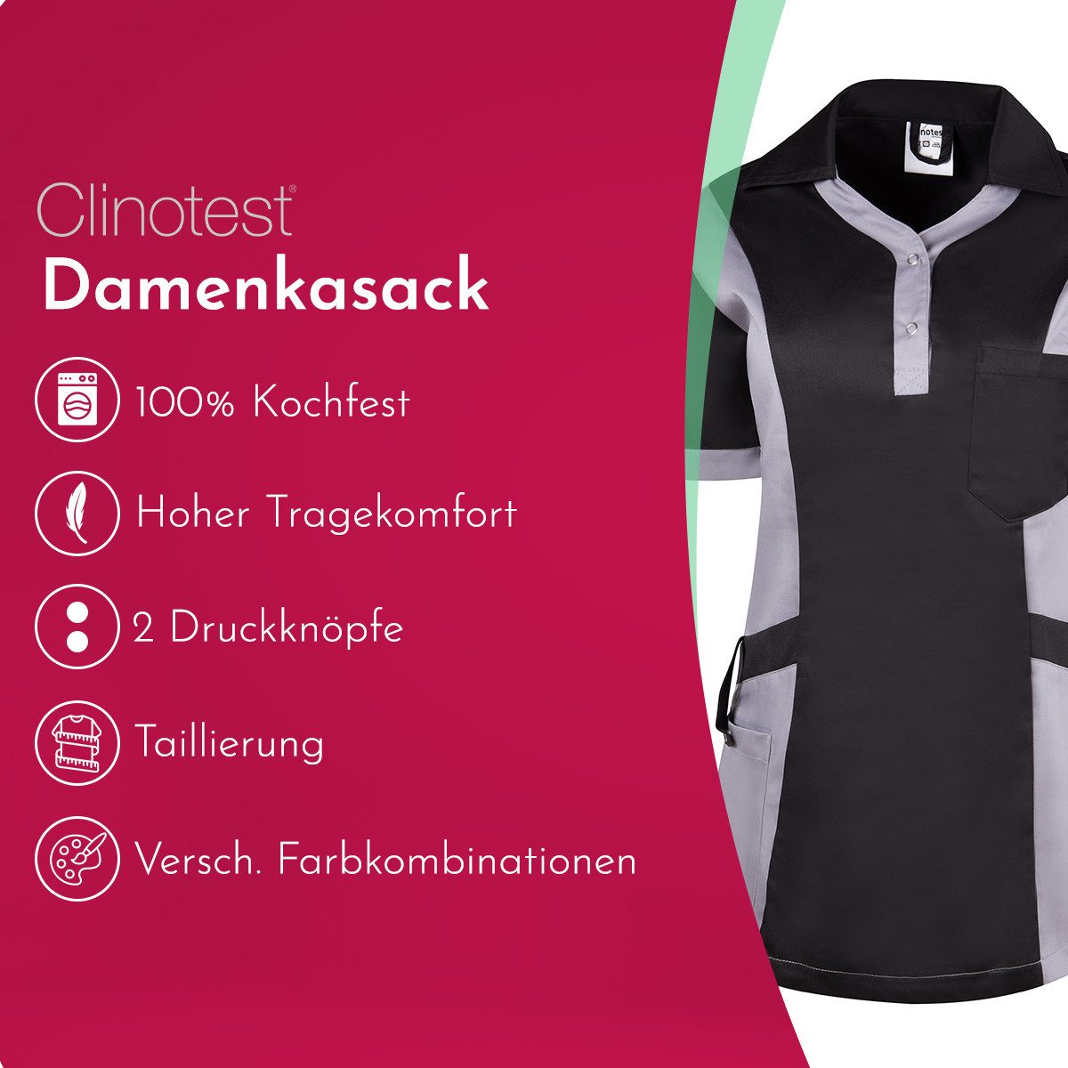 Clinotest Funktionsbluse Damenkasack "Julia", Schlupfkasack/Pflegekasack, v günstig online kaufen
