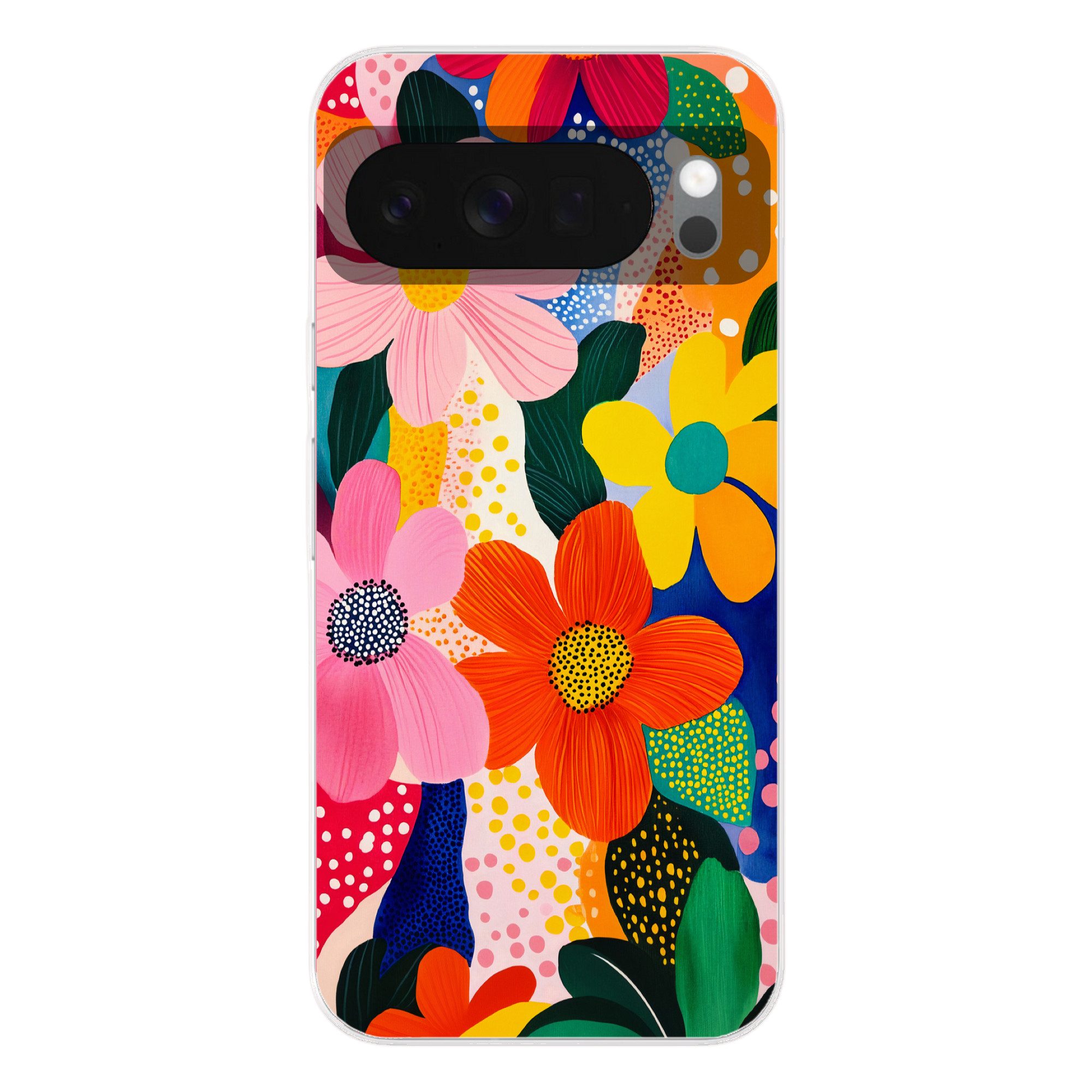 MuchoWow Handyhülle für Google Pixel 10 Blumen - Bunt - Tupfen, Phone Case, Silikon, Schutzhülle Dünn