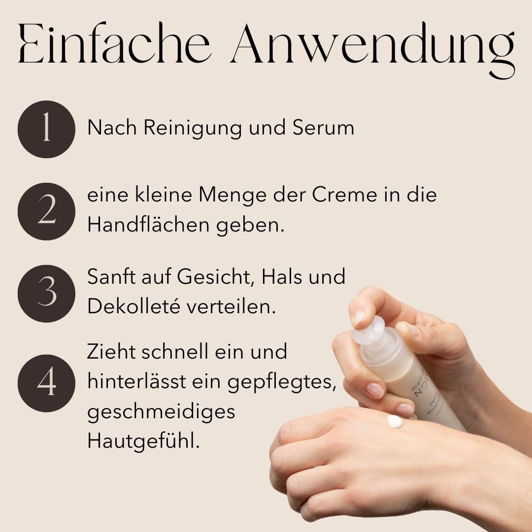 mellow NOIR Feuchtigkeitscreme Facial Moisturiser 50 ml – 24h Feuchtigkeit vegane Gesichtscreme, Zertifizierte Naturkosmetik