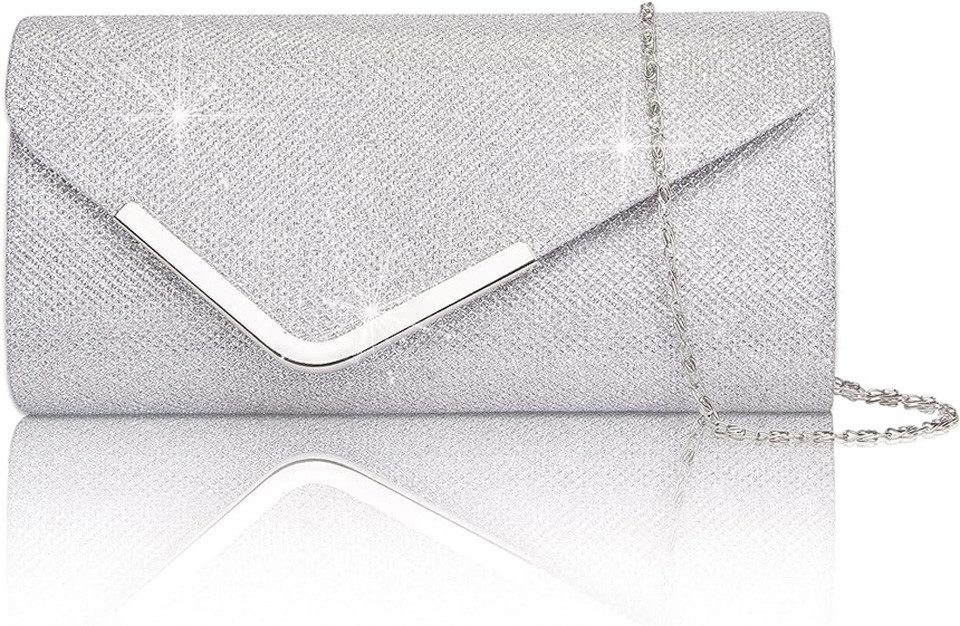 Zaewry Abendtasche Damen Glitzer Abendtasche Umschlag Clutch Kette Abnehmbar (1-tlg), Einfach und großzügig