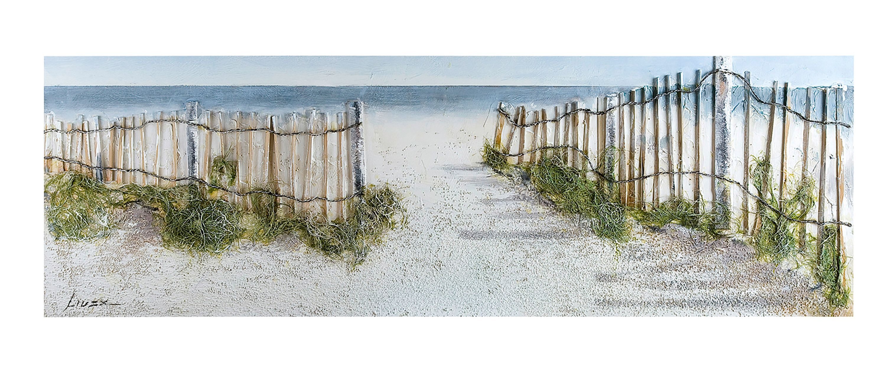 GILDE Wandbild GILDE Gemälde Dünen-Idylle - blau-creme - H. 50cm x B. 150cm