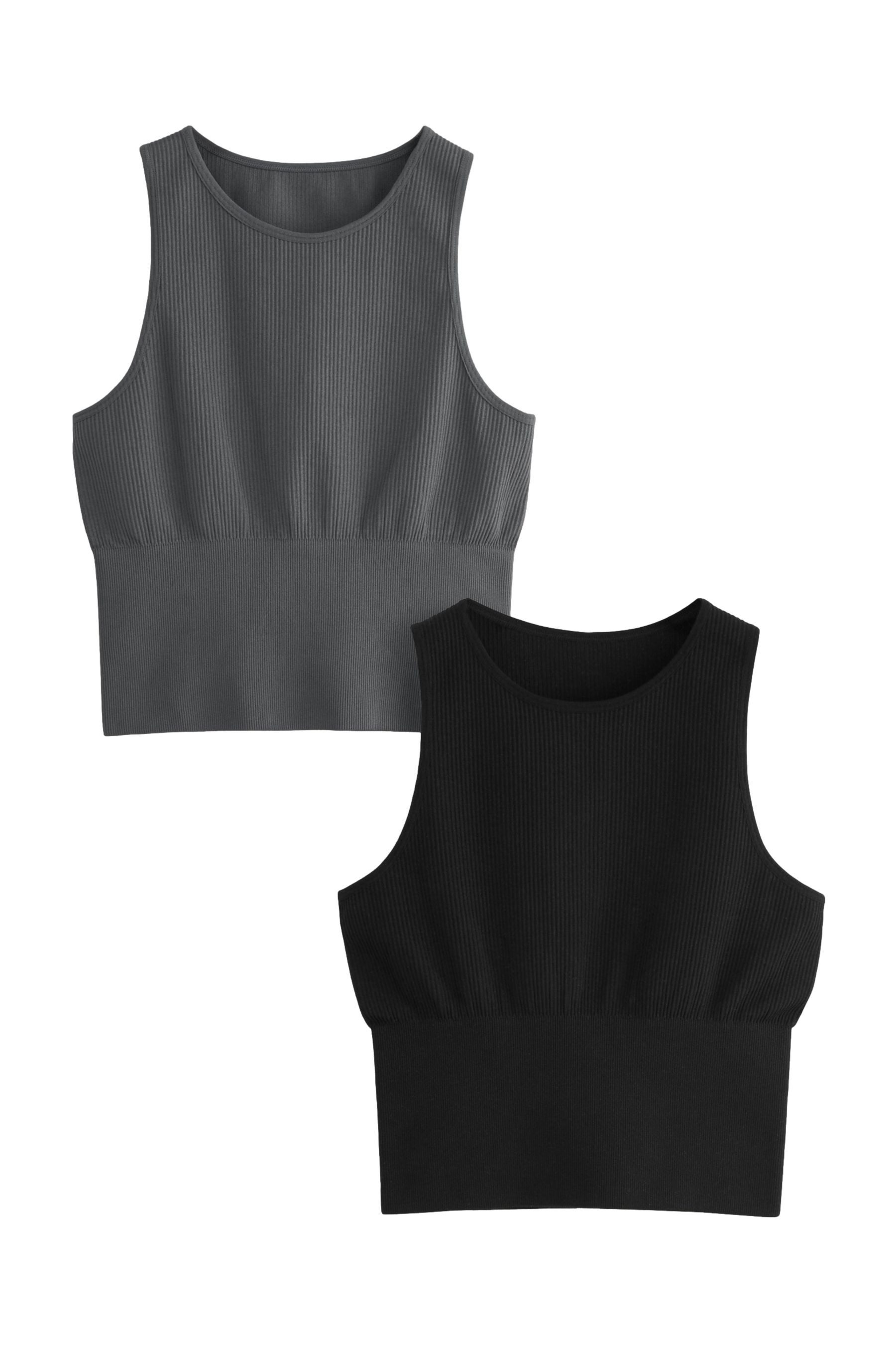 Shirttop 2er-Pack nahtlose, gerippte Trägertops