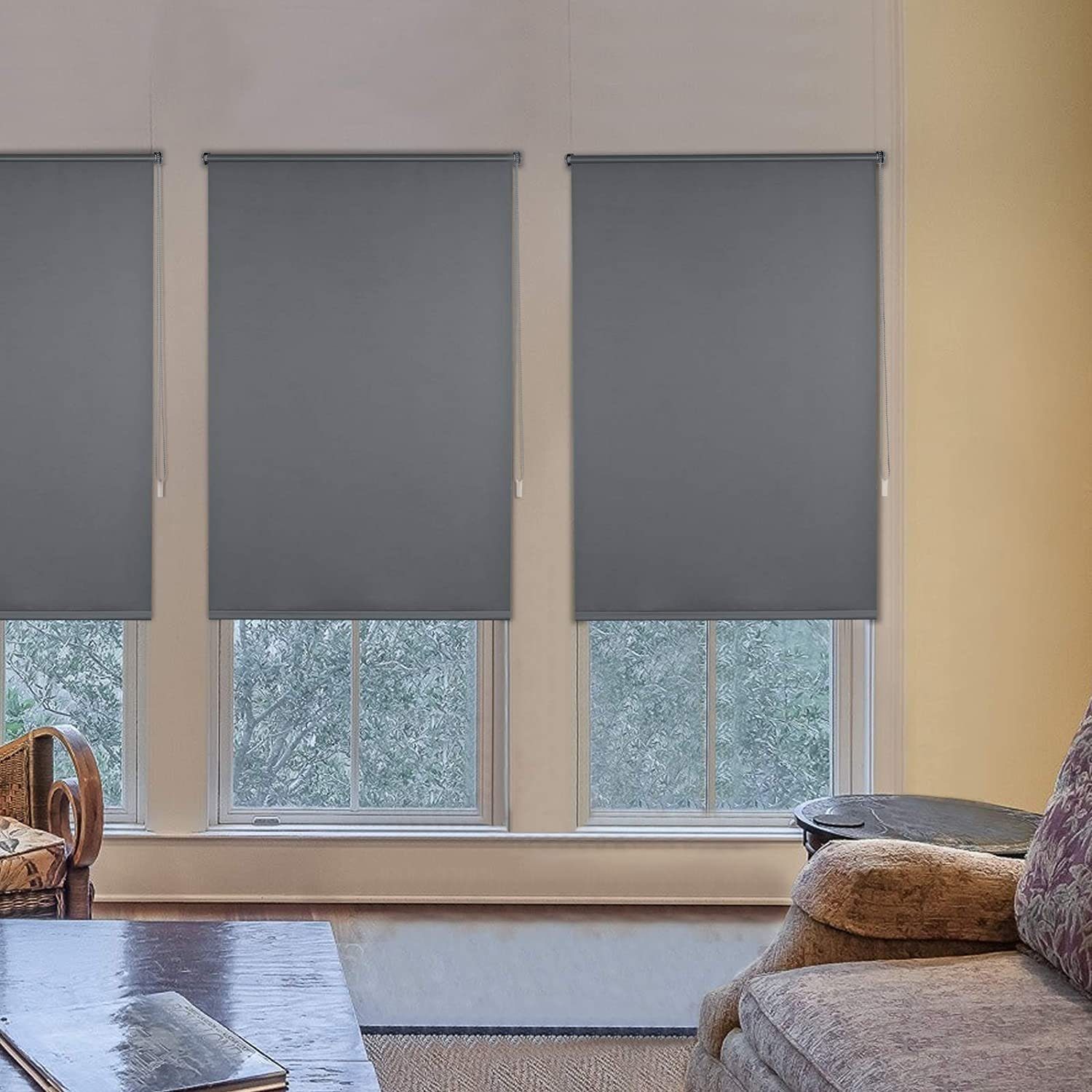 Fenster/Türen Verdunklungsrollo, für Sonnen-, Klemmfix, Anthrazit EUGAD, Sicht-Schutz Klemmträgersystem,
