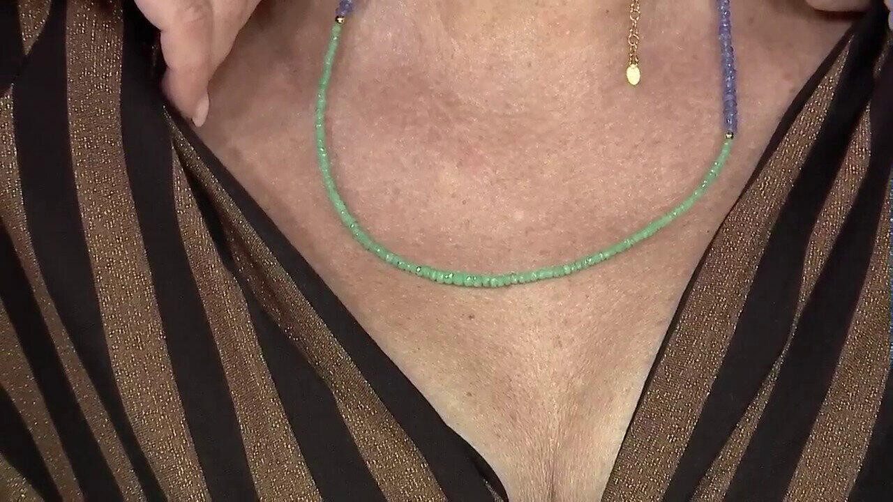 Cavill Silberkette Edelstein-Silberhalskette 38,36 ct Smaragd & Tansanit, vergoldet (1-tlg)