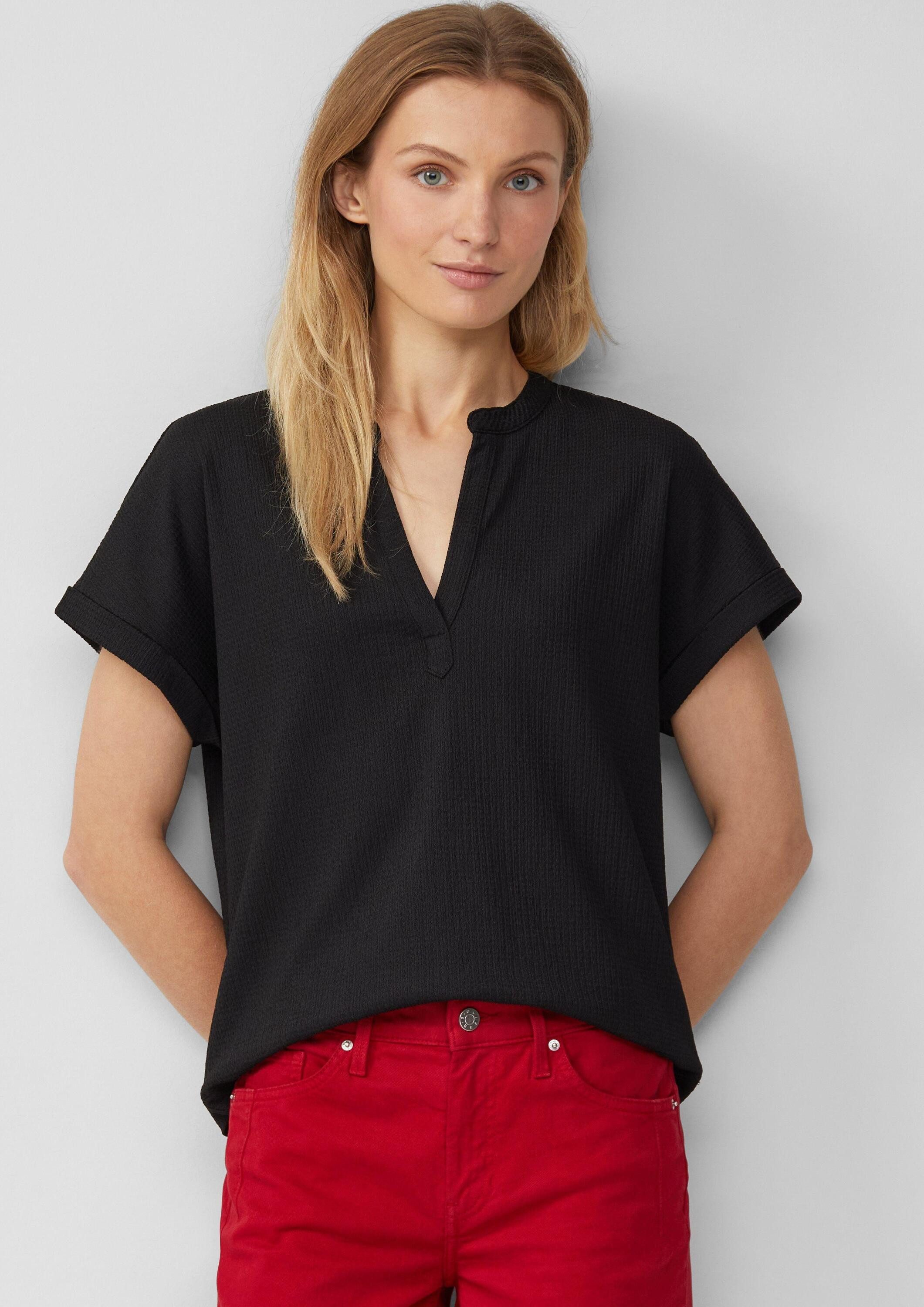 s.Oliver Kurzarmshirt T-Shirt Strukturiertes Blusenshirt im Relaxed Fit günstig online kaufen