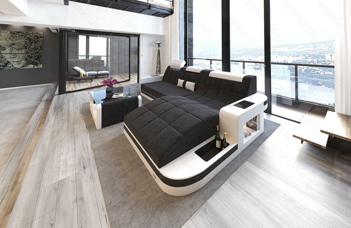 Sofa Dreams Ecksofa Polster Stoffsofa Couch Wave L Form H Strukturstoff Stoff Sofa