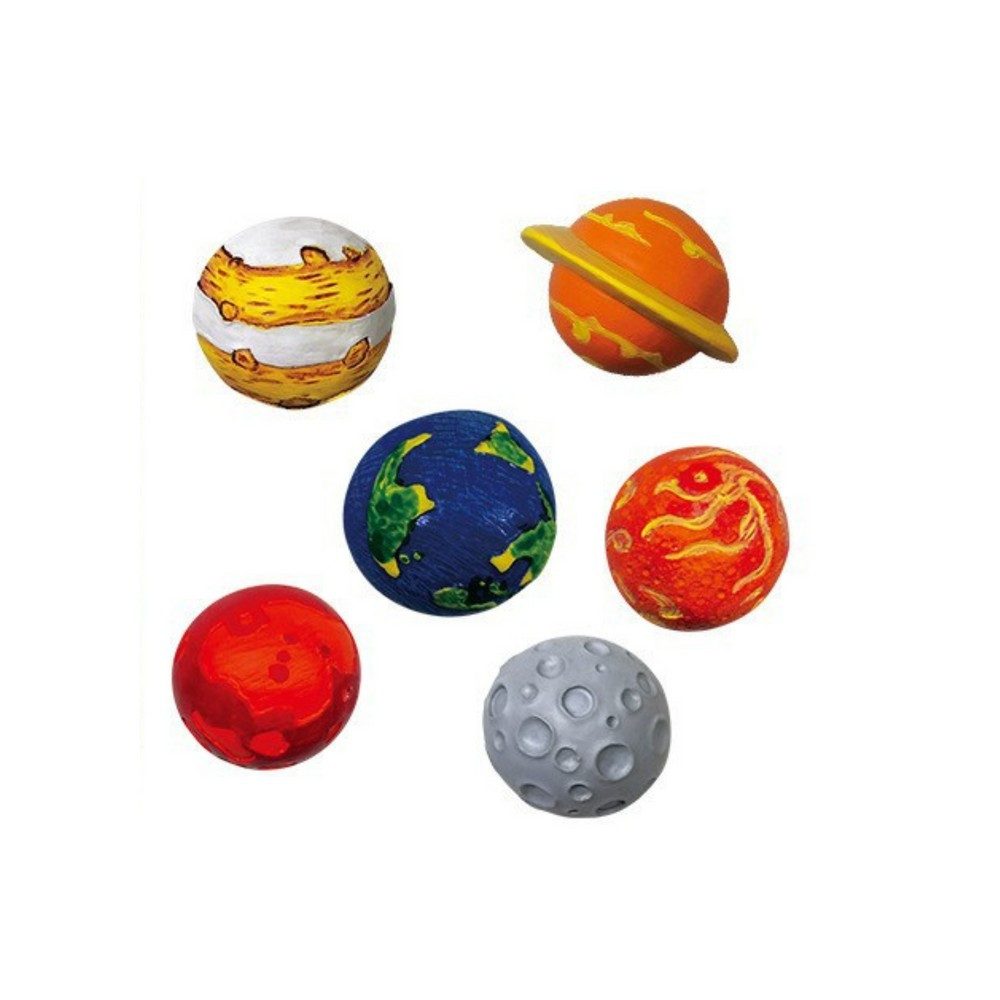 LEAN TOYS Experimentierkasten Kreativset Planetenwelt Weltraumforscher, (Spar-Set, 6-tlg), Planeten gießen & bemalen, 6 Farben, 2 Pinsel