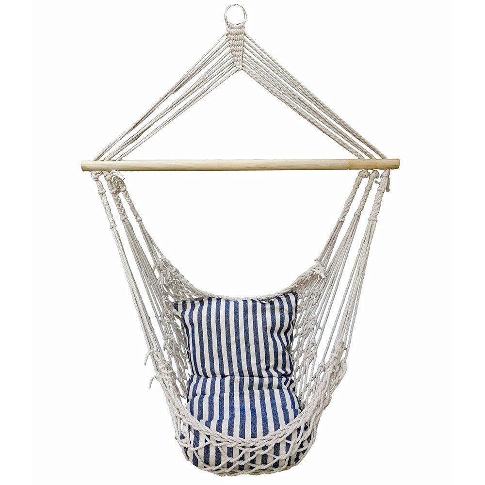 Harms Import Stuhl, Hängesitz Garten Подвесноые стулья mit Sitzkissen Hängematte Baumwolle blau